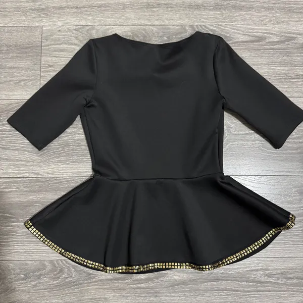 New Dorothy Perkins Black Peplum Top Gold‎ Studded Neckline Hem Women Size XS - Image 10