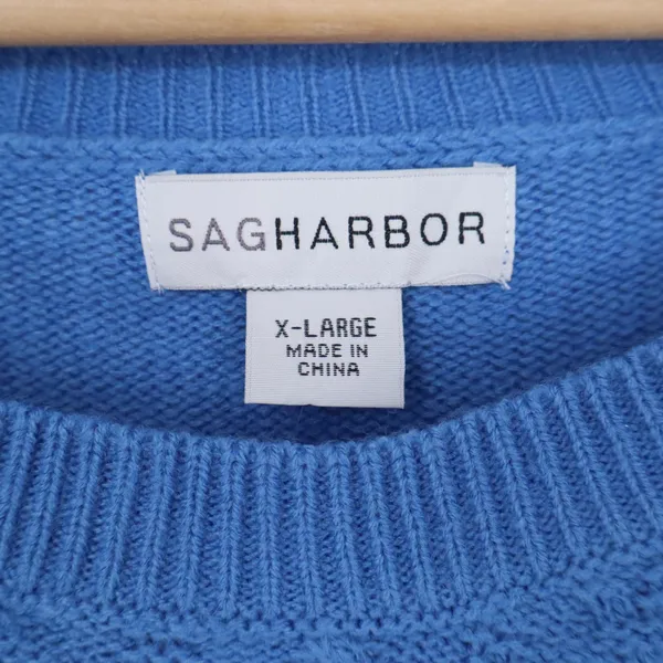 Sag Harbor Sweater Womens XL Sapphire Blue Diamond Cable Knit NEW - Image 2