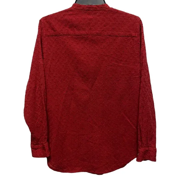 Lauren Ralph Lauren Red Eyelet Button Up Shirt Women Medium Roll Up Sleeve LRL - Image 4