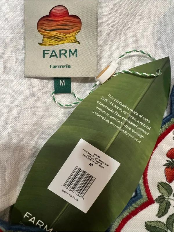 Farm Rio Fruit Beauty Off-White Linen Belted Romper Size M NWT $248 - Image 6