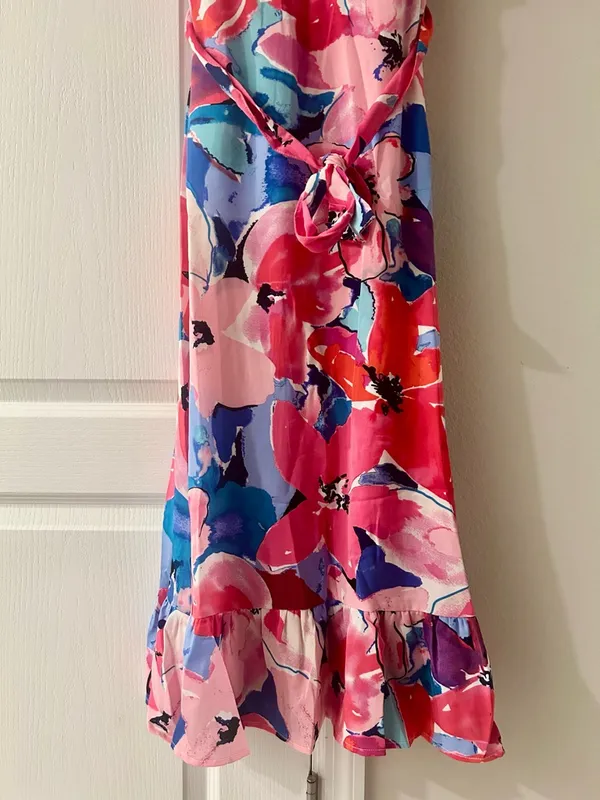 Umgee Bright Floral Belted Midi Dress Size Small - Image 5