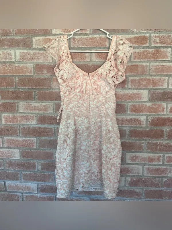 Club Monaco Lace Dress Sheath Women’s 00 Pink Ruffle Feminine Angel Coquette - Image 6