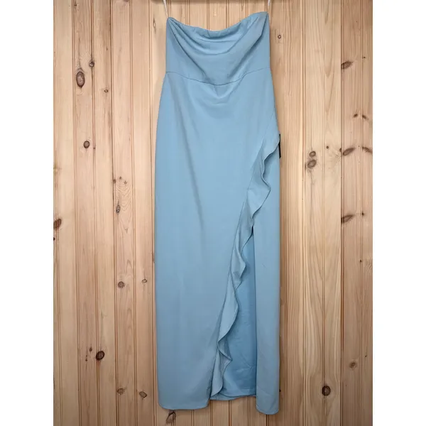 NWT Lulus After Hours Light Blue Strapless Ruffled Maxi Dress Gala Banquet Sz M - Image 2