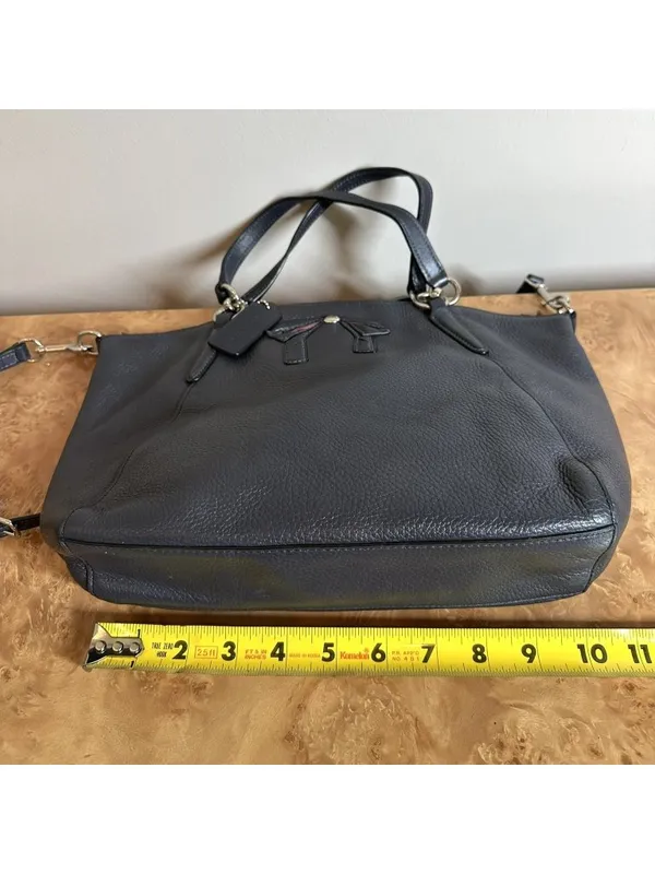 Coach Black Pebbled Leather Bow Detail Carryall Satchel Crossbody Bag F28839 - Image 6