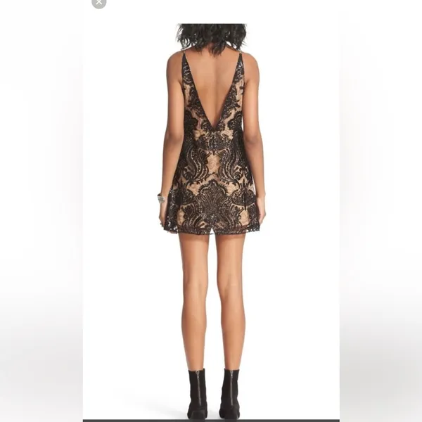 Revolve Free People Night Shimmers Mini Dress Black lace sequins 4 small - Image 4
