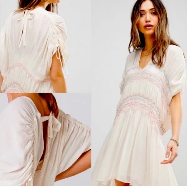 Free People Embroidered dress has peasant-style romantic, vintage-inspired Sz S - Image 2