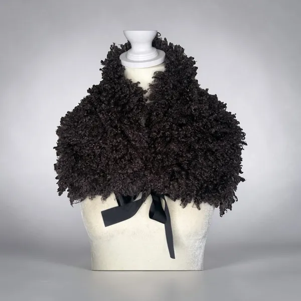 Steve Mac New York Curly Collar Shawl Eggplant OS - Image 2