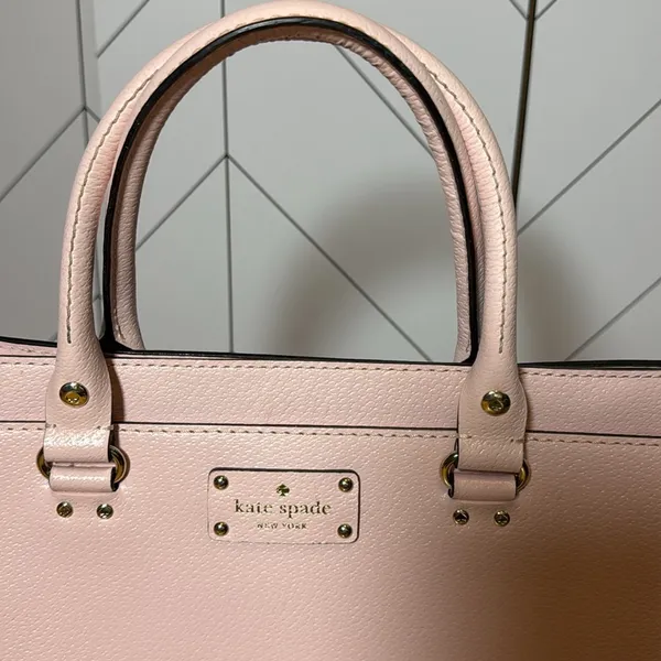 Kate Spade New York Light Pink Leather Compartment Shoulder Bag Purse - Image 4