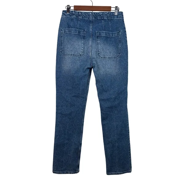 Reformation Jeans Size 29 Inari Blue High Rise Patch Pocket Button Fly Straight - Image 4