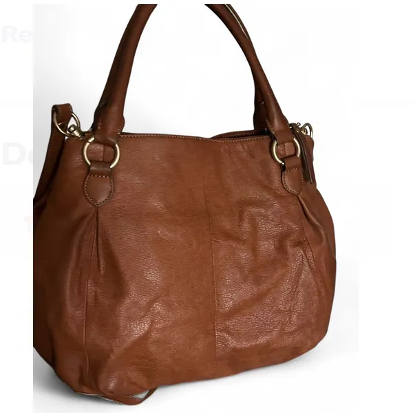 J.Crew Brown Leather Turnlock Double Handles Satchel Shoulder Bag - Image 2