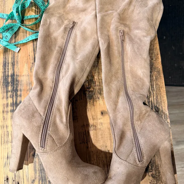 Charlotte Russe Beige Suede Over The Knee Heeled Boots - Image 3