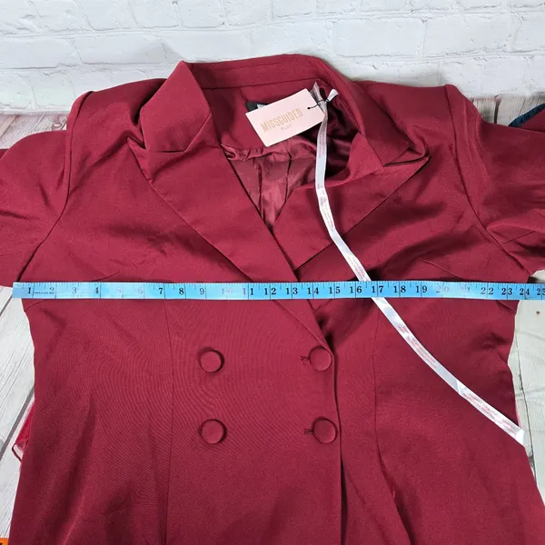 Missguided Plus Size 18 Blazer‎ Dress Mesh Bow Waist Burgundy Red Party - Image 9