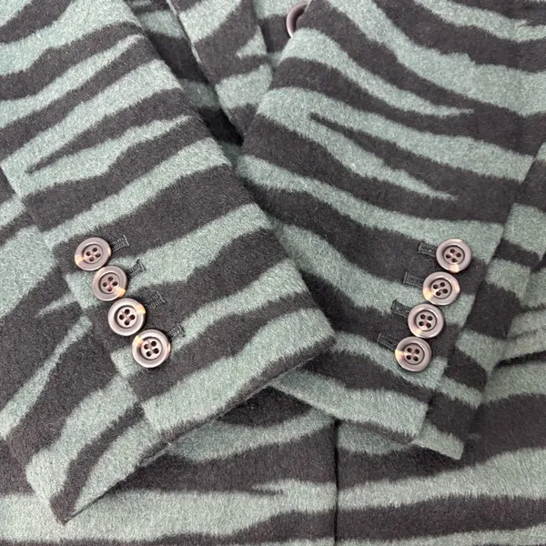 Ann Taylor Black and Green Wool Blend ‎ Zebra Blazer size 14 - Image 5