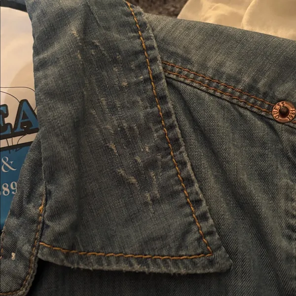 Guess Lexi denim shirt distressed look J - Image 8