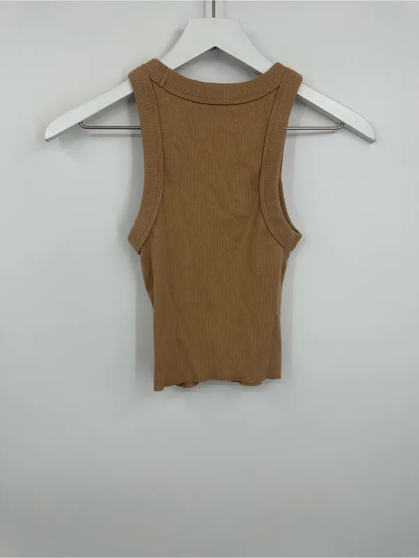 Aerie Tan Cropped Tank Top Size XS Boho Basics Comfy - Image 2