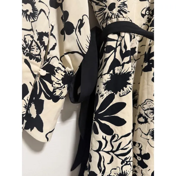 Abercrombie & Fitch Womens Black Cream Floral Wrap Mini Dress Long‎ Sleeve - Image 6