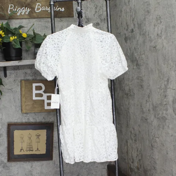 Cece Womens V-Neck Babydoll Tiered Dress 7023936 New Ivory Off White S - Image 2