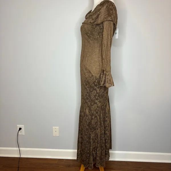 Fortunate One - Brown Here For Love Off Shoulder Mesh Maxi Dress - Image 4