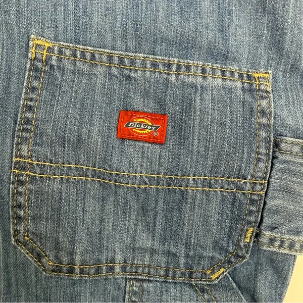 Dickies Heritage Bib Denim Overalls Medium Stone Wash Blue - Image 11