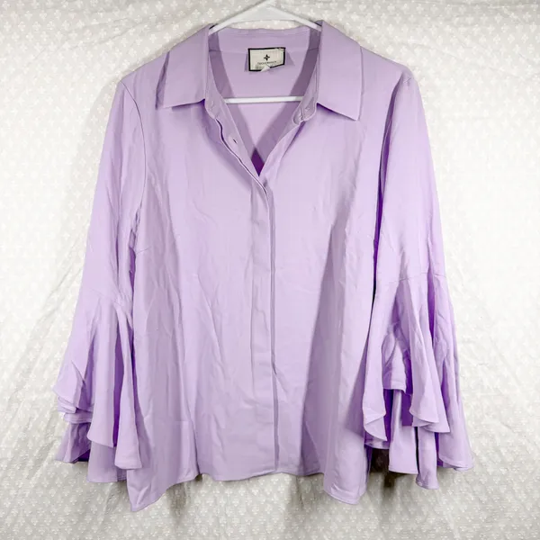 Tuckernuck Light Purple Button Up Flutter‎ Sleeve Top - Image 2