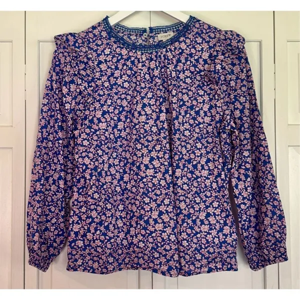 J.crew floral ruffle sleeve long sleeve blouse mp - Image 4