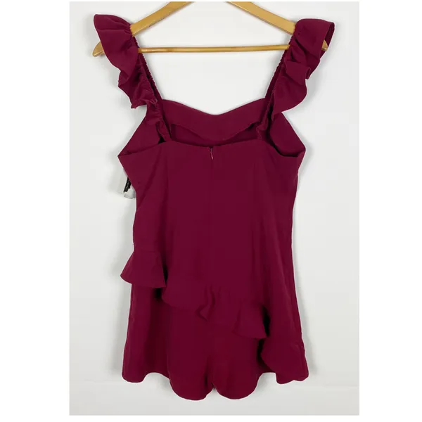 Wake Up Ruffle Romper Maroon Size Small - Image 2