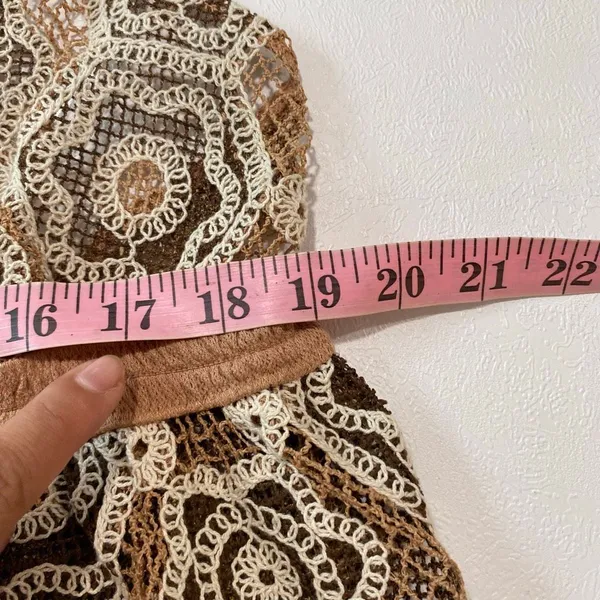 Free People XS Crochet Lace Maxi Cover Up Brown Boho Beach Resort - Image 8