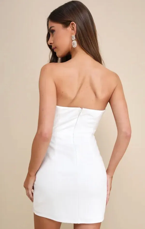 Lulus NWT Loving the Feeling White Strapless Bodycon Mini Dress - Image 3