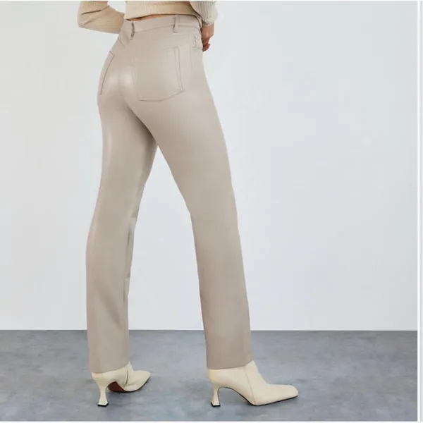 Aritzia Wilfred The Melina Taupe Vegan Leather Straight Leg Pants Size 8 - Image 15