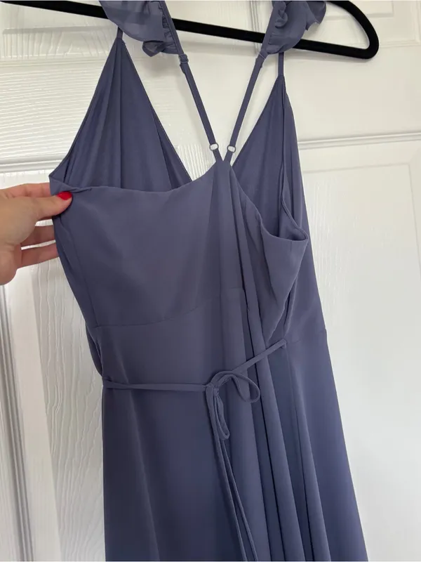 Lulus Here's To Us Maxi Wrap Dress in Granite Blue Size Medium - Image 8