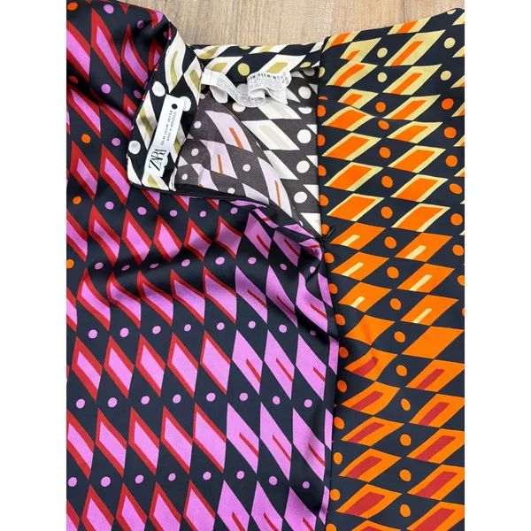 Zara Geometric Print Beaded Trim Sarong Wrap Maxi Skirt Multicolor Womens Med - Image 9