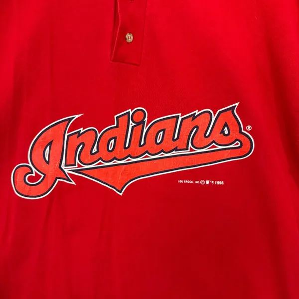 Rare Vintage 90's Genus Cleveland Indians Long Sleeve Shirt Large - Image 4