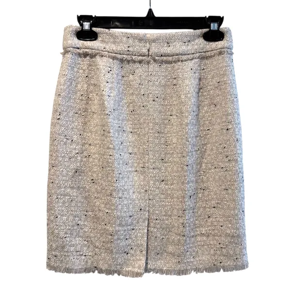 Ann Taylor Petite Pencil Skirt Beige Tweed Lined Fringe Hem‎ Career Size 0P - Image 4
