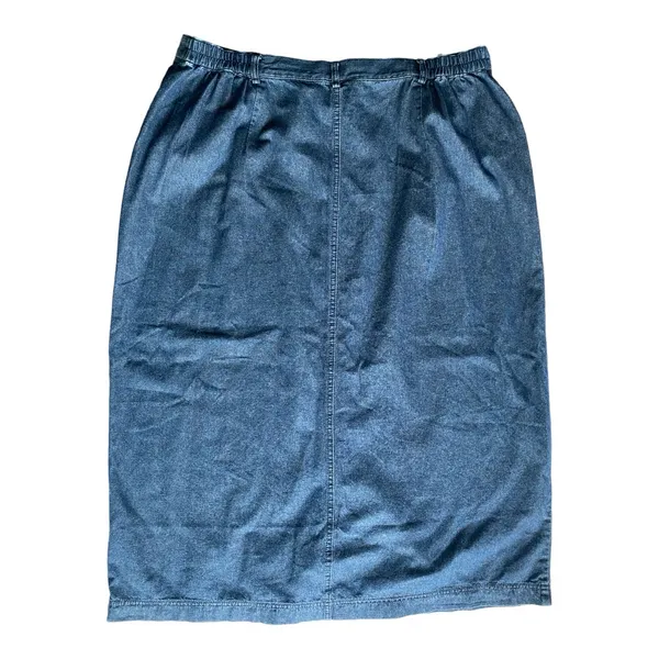 Allison Daley Plus Size Soft Light‎ Blue Denim Buttoned Skirt Size 18W - Image 2