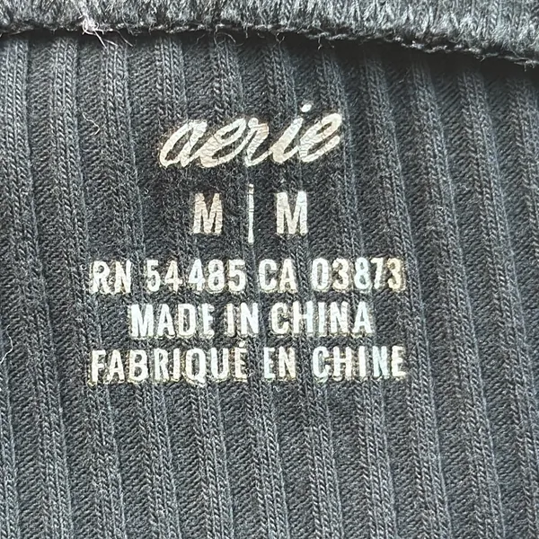 Aerie Black Ribbed Flare Long Stretch Pants - Image 3