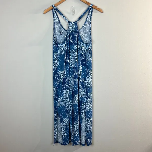 Lauren Ralph Lauren Midi Dress Small Blue‎ Floral Side Slits Sleeveless - Image 7