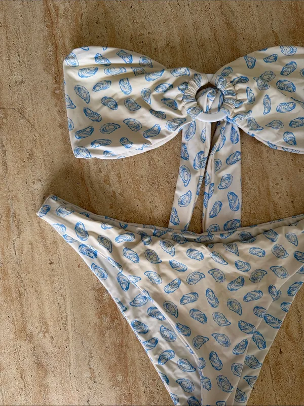 Toasted Coconut Oyster Print Strapless Top & Bottom - Image 3