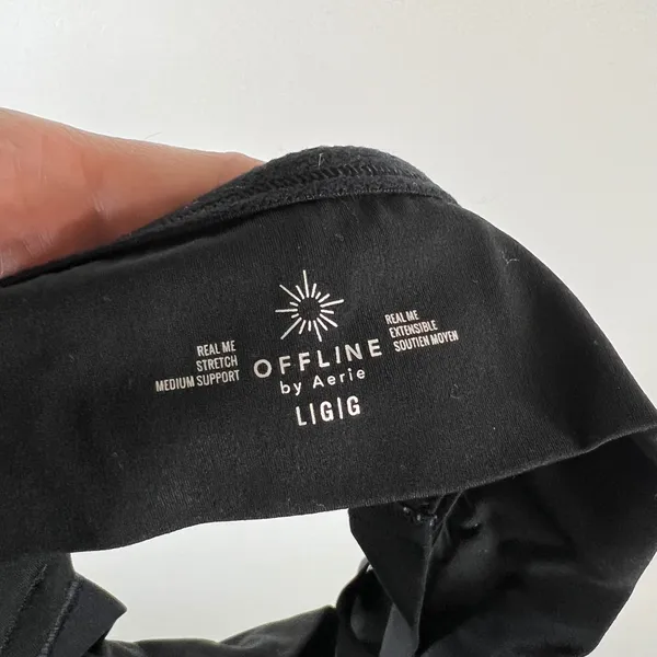 Offline by Aerie Real Me Medium Support‎ Sports Bra Black Large V-Neck Stretch - Image 6