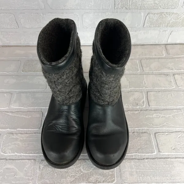 Chacos Waterproof Boots Womens 9.5 Black Gray Quilted Arbora Wool Leather Vibram - Image 11