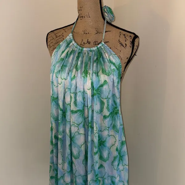 Blue & Green Floral Halter Tunic Dress - Image 5