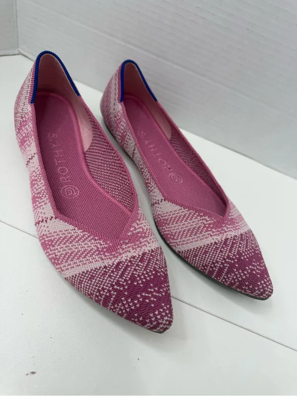 Rothy’s The Point Pink Plaid Limited Edition Breast Cancer Women’s Sz 9w - Image 2