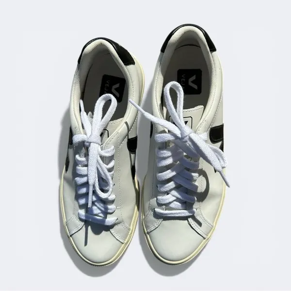 Veja Esplar Leather Sneakers White Black Low Top Lace Up Women’s Size 6 Minimal - Image 11