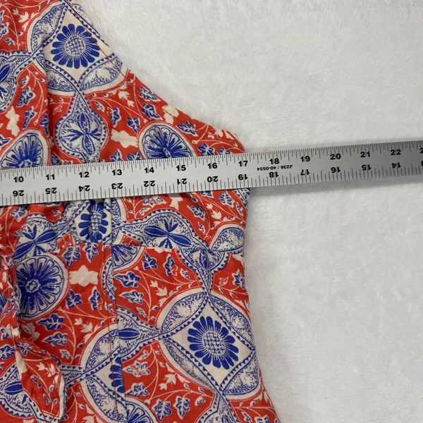 Maeve Anthropologie Halter Dress Button Front Linen‎ Blend Red Blue Large - Image 2