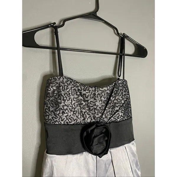 Speechless Black Silver Bow Spaghetti Strap Formal Dress Size 5 - Image 3
