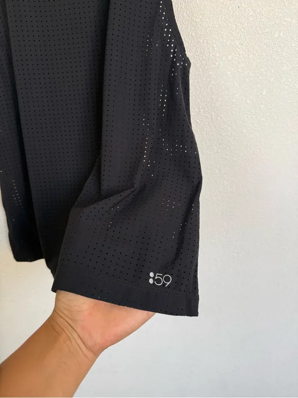 Splits59 Black Perforated Mesh Racerback Tank Top Size S Athleisure Gym Workout - Image 4