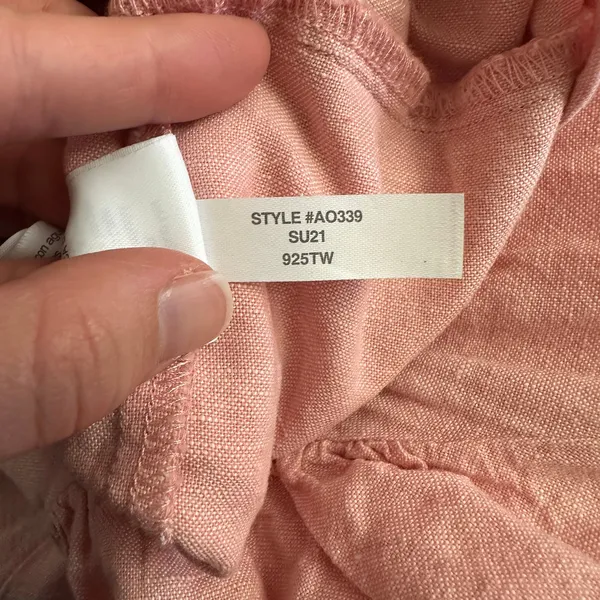 Madewell‎ Linen Blend Button Front Jumpsuit Pink Short Sleeve Pockets Women’s XL - Image 11