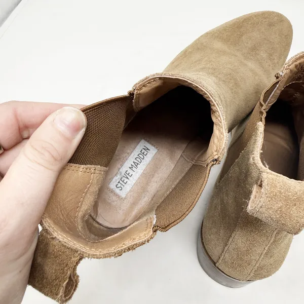 [Steve Madden] Dover Brown Suede Leather Block Heel Chelsea Ankle Boots Size 8.5 - Image 10