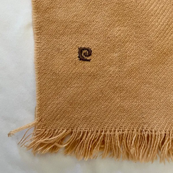 Vintage Pierre Cardin Embroidered Logo Camel Orlon Acrylic Fringe Muffler Scarf - Image 3