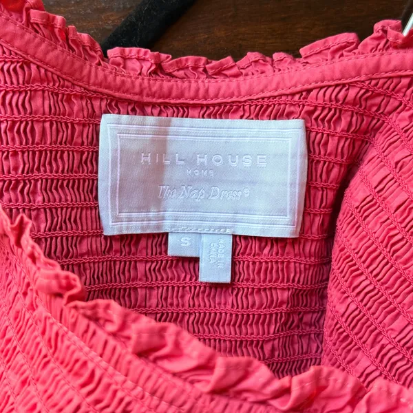 Hill House Home Athena Nap Dress Pink Smocked Puff Sleeve Mini Dress Size S - Image 6