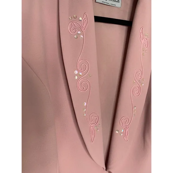 Vintage Pink Sheath Maxi Dress w Blazer Formal Wedding Embellished Sz 16 - Image 14
